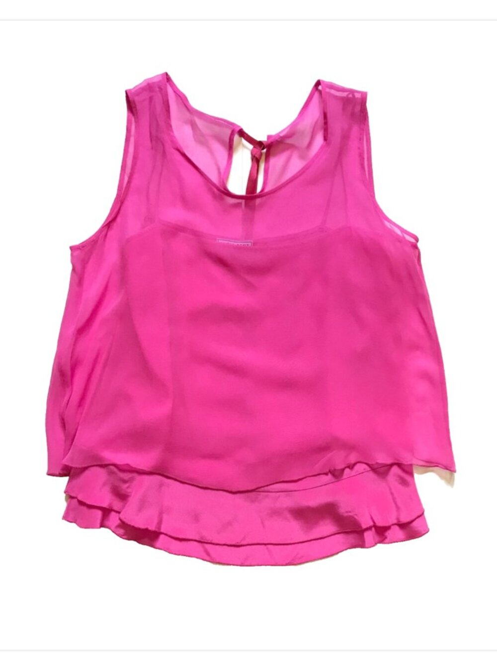 Chris Benz Silk Tank Top Shirt Blouse Womens 6 Hot Pink Sleeveless Vintage RARE